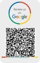 Q R code with text above it that says review us on Google